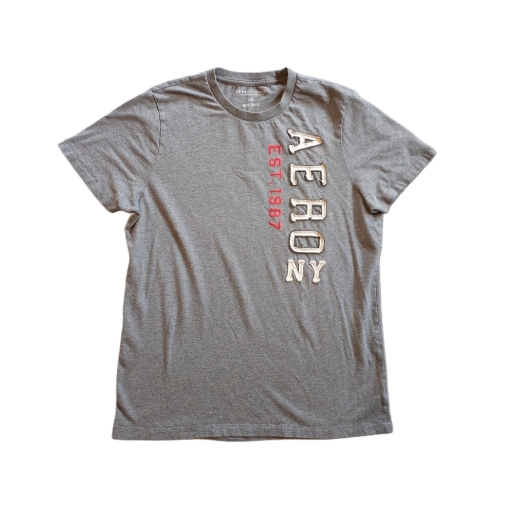 Aeropostale Grey Graphic Logo Tee Large Vintage